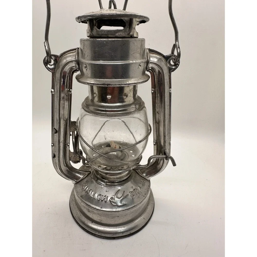 Vintage Swallow Brand Kerosene Lantern Metal Oil Lamp Clear Glass